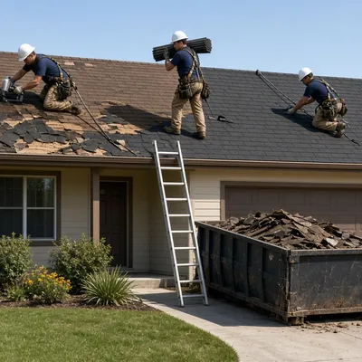 Roof crew mid-reroof